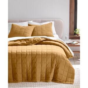 Oake Stonewashed Check Coverlet Only Mustard Full/Queen